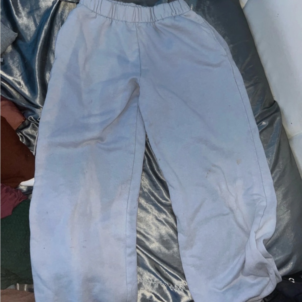 light blue sweatpants